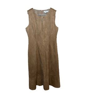 Liz Claiborne Camel Faux Suede Sleeveless Zipper Dress Size 4
